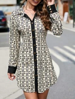 Women's Shirt Dress Casual Dress Sheath Dress Mini Dress Outdoor Daily Date Cotton Polyester Fashion Modern Shirt Collar Patchwork Button Long Sleeve Fall 2023 Regular Fit Blue Khaki Letter S M L XL 19 Women's Shirt Dress Casual Dress Sheath Dress Mini Dress Outdoor Daily Date Cotton Polyester Fashion Modern Shirt Collar Patchwork Button Long Sleeve Fall 2023 Regular Fit Blue Khaki Letter S M L XL -Casual Print Dress Sales mowezd1693454122556