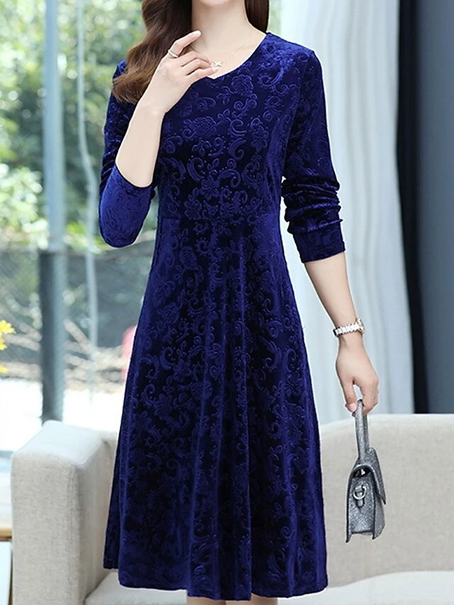 Women's Christmas Dress Casual Dress Velvet Dress Midi Dress Pocket Outdoor Christmas Street Fashion Elegant V Neck Long Sleeve 2023 Loose Fit Black Wine Blue Color XL XXL 3XL 4XL 5XL Size 9 Women's Christmas Dress Casual Dress Velvet Dress Midi Dress Pocket Outdoor Christmas Street Fashion Elegant V Neck Long Sleeve 2023 Loose Fit Black Wine Blue Color XL XXL 3XL 4XL 5XL Size - Image 9