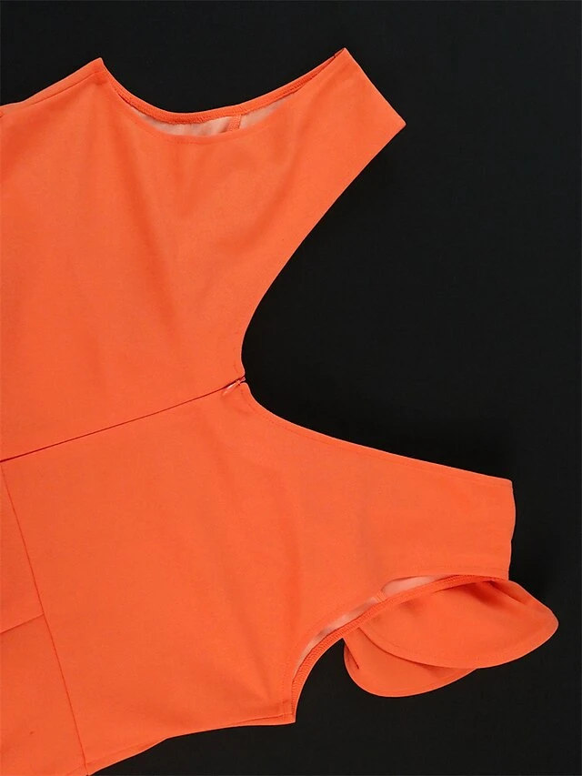 Women's Plus Size Curve Party Dress Bodycon Sheath Dress Plain Midi Dress Sleeveless Ruffle V Neck Fashion Party Orange Spring Fall XL XXL 3XL 4XL 10 Women's Plus Size Curve Party Dress Bodycon Sheath Dress Plain Midi Dress Sleeveless Ruffle V Neck Fashion Party Orange Spring Fall XL XXL 3XL 4XL - Image 10