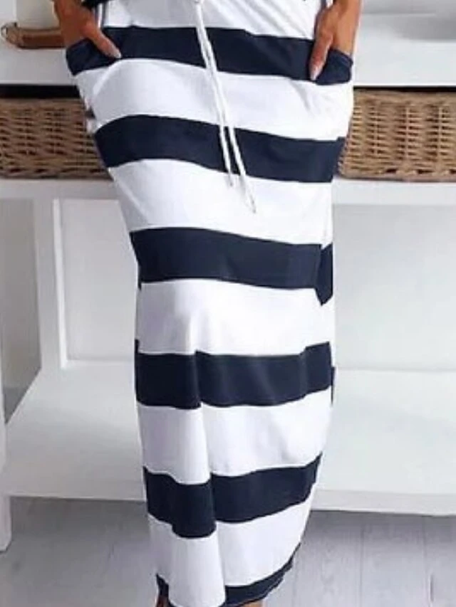 Women's Casual Dress Floral Dress Long Dress Maxi Dress Navy Blue Half Sleeve Striped Lace Up Summer Spring One Shoulder Basic Summer Dress Spring Dress 2023 S M L XL XXL 3XL 3 Women's Casual Dress Floral Dress Long Dress Maxi Dress Navy Blue Half Sleeve Striped Lace Up Summer Spring One Shoulder Basic Summer Dress Spring Dress 2023 S M L XL XXL 3XL - Image 3