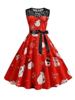 Women‘s Christmas Retro 1950s Vintage Dress Midi Dress Party Patchwork Bow Santa Claus Crew Neck Sleeveless Regular Fit Fall Winter 2023 Black Wine S M L XL 12 Women‘s Christmas Retro 1950s Vintage Dress Midi Dress Party Patchwork Bow Santa Claus Crew Neck Sleeveless Regular Fit Fall Winter 2023 Black Wine S M L XL -Casual Print Dress Sales mscwso1694501409039