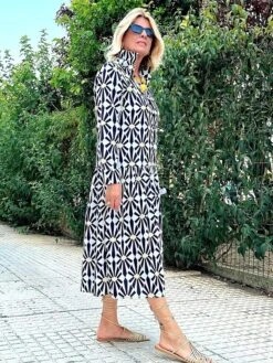 Women's Long Dress Maxi Dress Shirt Dress Casual Dress Print Dress Geometric Streetwear Modern Outdoor Daily Vacation Ruffle Button Long Sleeve Shirt Collar Dress Regular Fit Black Summer Spring S M 22 Women's Long Dress Maxi Dress Shirt Dress Casual Dress Print Dress Geometric Streetwear Modern Outdoor Daily Vacation Ruffle Button Long Sleeve Shirt Collar Dress Regular Fit Black Summer Spring S M -Casual Print Dress Sales mtulcq1692686799297