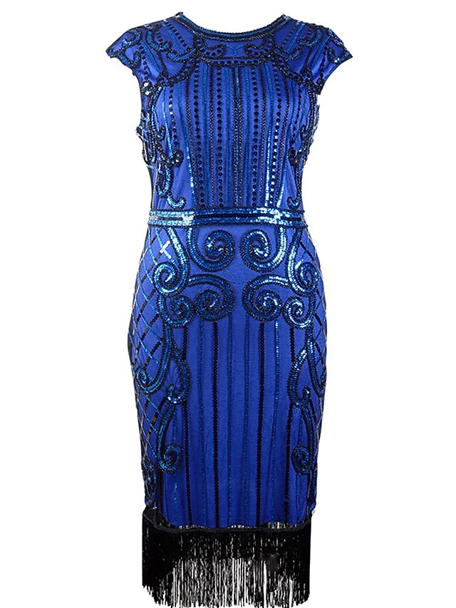 Women's Retro 1920s Fringe Dress Midi Dress Party Halloween Sequins Tassel Fringe Floral Crewneck Sleeveless Regular Fit Spring Fall 2023 Black Burgundy S M L XL 7 Women's Retro 1920s Fringe Dress Midi Dress Party Halloween Sequins Tassel Fringe Floral Crewneck Sleeveless Regular Fit Spring Fall 2023 Black Burgundy S M L XL - Image 7