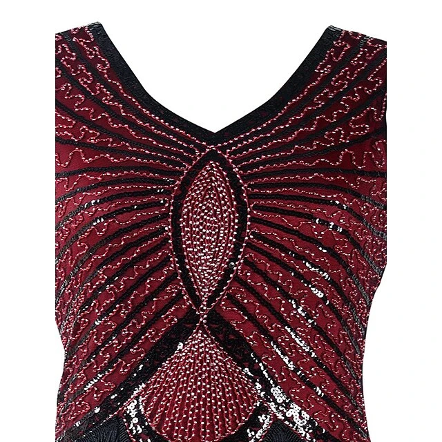 Women's Retro 1920s Fringe Dress Midi Dress Party Halloween Sequins Tassel Fringe Geometric V Neck Sleeveless Regular Fit Spring Fall 2023 Black White S M L XL 7 Women's Retro 1920s Fringe Dress Midi Dress Party Halloween Sequins Tassel Fringe Geometric V Neck Sleeveless Regular Fit Spring Fall 2023 Black White S M L XL - Image 7