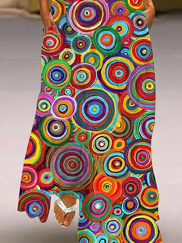 Women's Long Sweater Dress Maxi Sweater Dress Casual Sweater Dress A Line Sweater Dress Print Sweater Dress Geometric Multicolor Fashion Romantic Going Out Weekend Pocket Print Sleeveless V Neck 3 Women's Long Sweater Dress Maxi Sweater Dress Casual Sweater Dress A Line Sweater Dress Print Sweater Dress Geometric Multicolor Fashion Romantic Going Out Weekend Pocket Print Sleeveless V Neck - Image 3