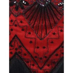 Women's Retro 1920s Fringe Dress Midi Dress Party Halloween Sequins Tassel Fringe Floral V Neck Sleeveless Regular Fit Spring Fall 2023 Black White S M L XL -Casual Print Dress Sales mwhvwh1692610425683