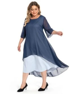 Women‘s Plus Size Curve Casual Dress Work Dress Chiffon Dress Plain Long Dress Maxi Dress Half Sleeve Layered Plus High Low Crew Neck Elegant Outdoor Blue Summer Spring L XL XXL 3XL 4XL 13 Women‘s Plus Size Curve Casual Dress Work Dress Chiffon Dress Plain Long Dress Maxi Dress Half Sleeve Layered Plus High Low Crew Neck Elegant Outdoor Blue Summer Spring L XL XXL 3XL 4XL -Casual Print Dress Sales mwkynu1694771026198