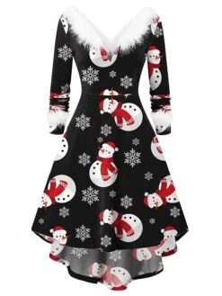 Women's Christmas Casual Dress Swing Dress Light Pink Wine Red White Black Long Sleeve Elk SnowmanTree Feather Print Winter Fall V Neck Vintage ElegantFall Dress 2022 S M L XL XXL 9 Women's Christmas Casual Dress Swing Dress Light Pink Wine Red White Black Long Sleeve Elk SnowmanTree Feather Print Winter Fall V Neck Vintage ElegantFall Dress 2022 S M L XL XXL -Casual Print Dress Sales mwlgem1666003300635