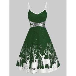 Women's Christmas Strap DressKnee Length Dress Green Black Red Sleeveless Animal Sequins Patchwork Print Spring Summer V Neck Hot Party 2022 S M L XL XXL 3XL 15 Women's Christmas Strap DressKnee Length Dress Green Black Red Sleeveless Animal Sequins Patchwork Print Spring Summer V Neck Hot Party 2022 S M L XL XXL 3XL -Casual Print Dress Sales mxfhpu1663841343418