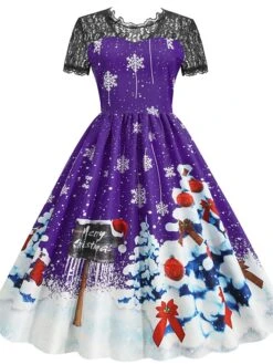 Women's Christmas Casual Dress Swing Dress Midi Dress Blue Purple Red Short Sleeve Tree Lace Print Winter Fall Crew Neck Vacation Vintage 2022 S M L XL XXL 3XL 5 Women's Christmas Casual Dress Swing Dress Midi Dress Blue Purple Red Short Sleeve Tree Lace Print Winter Fall Crew Neck Vacation Vintage 2022 S M L XL XXL 3XL -Casual Print Dress Sales mxfzlk1666597243236