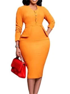 Women‘s Plus Size Curve Work Dress Solid Color V Neck Long Sleeve Fall Winter Work Elegant Formal Knee Length Dress Formal Work Dress 10 Women‘s Plus Size Curve Work Dress Solid Color V Neck Long Sleeve Fall Winter Work Elegant Formal Knee Length Dress Formal Work Dress -Casual Print Dress Sales mxrcrn1663308383468