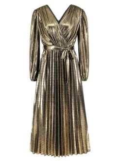 Women's Casual Dress Winter Dress Plain Dress Midi Dress Lace Up Pleated Outdoor Street Daily Fashion Streetwear V Neck Long Sleeve 2023 Loose Fit Yellow Red Purple Color S M L XL XXL Size -Casual Print Dress Sales nboxla1692868966848