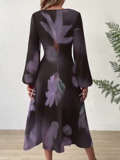 Women's Casual Dress Print Dress Graphic Print V Neck Long Dress Maxi Dress Classic Daily Long Sleeve Regular Fit Black Red Lilac Fall S M L XL XXL -Casual Print Dress Sales ncgvom1697195303562