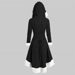 Women's Christmas Hoodie Dress Vintage Dress Midi Dress Green Black Wine Red Gray Long Sleeve Pure Color Patchwork Winter Fall Hooded Vacation Vintage 2022 S M L XL XXL 3XL -Casual Print Dress Sales ncmilv1667275373976