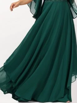 Women‘s Plus Size Curve Casual Dress Swing Dress Plain Long Dress Maxi Dress 3/4 Length Sleeve Layered V Neck Basic Outdoor Dark Green Summer Spring L XL XXL 3XL 4XL -Casual Print Dress Sales ndjcfz1685008005679
