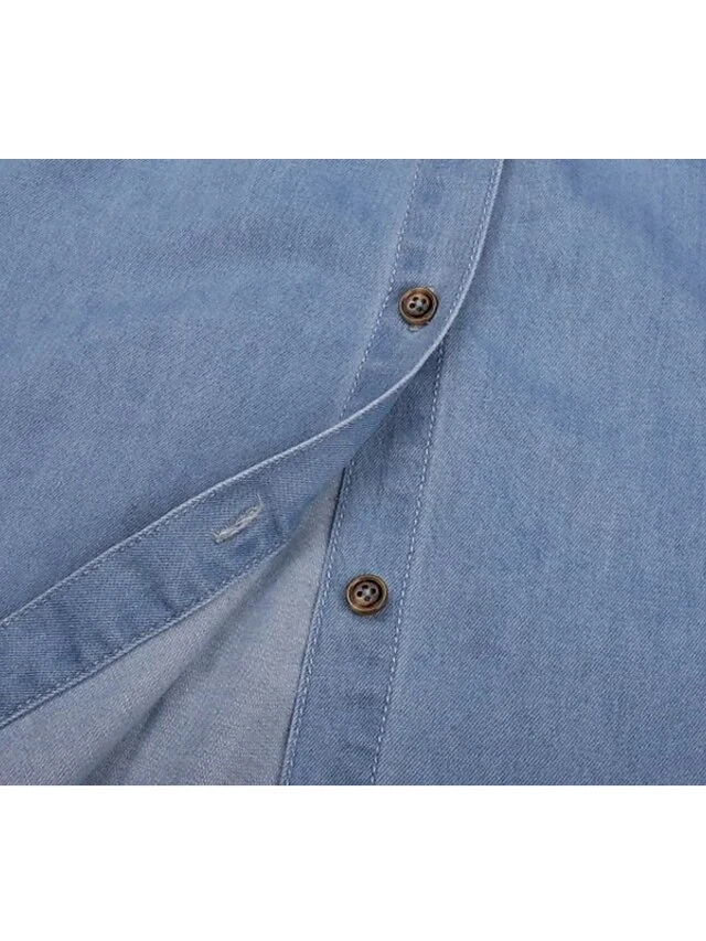 Women's Denim Shirt Dress Maxi Long Dress Dark Blue Light Blue Short Sleeve Solid Color Pocket Button Spring Summer Shirt Collar Hot Casual Vintage 2023 S M L XL XXL 3XL / Loose 9 Women's Denim Shirt Dress Maxi Long Dress Dark Blue Light Blue Short Sleeve Solid Color Pocket Button Spring Summer Shirt Collar Hot Casual Vintage 2023 S M L XL XXL 3XL / Loose - Image 9