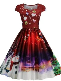 Women's Christmas Swing Dress Vintage DressKnee Length Dress Blue Wine Red Light BlueShort Sleeve Santa Claus Snowman Tree Print Fall Winter Square Neck Vintage Elegant Slim 2022 S M L XL 27 Women's Christmas Swing Dress Vintage DressKnee Length Dress Blue Wine Red Light BlueShort Sleeve Santa Claus Snowman Tree Print Fall Winter Square Neck Vintage Elegant Slim 2022 S M L XL -Casual Print Dress Sales ndygae1665475227897