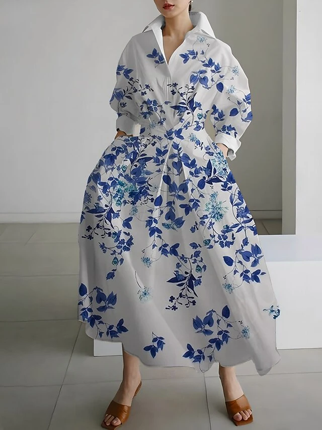 Women's Shirt Dress Casual Dress Swing Dress Maxi Long Dress Outdoor Office Daily Polyester Fashion Modern Shirt Collar Button Pocket Long Sleeve Fall Winter 2023 Loose Fit White Yellow Royal Blue 1 Women's Shirt Dress Casual Dress Swing Dress Maxi Long Dress Outdoor Office Daily Polyester Fashion Modern Shirt Collar Button Pocket Long Sleeve Fall Winter 2023 Loose Fit White Yellow Royal Blue