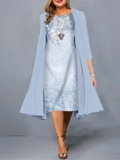 Women‘s Plus Size Curve Casual Dress Dress Set Two Piece Dress Floral Midi Dress 3/4 Length Sleeve Print Crew Neck Fashion Daily Light Green Pink Spring Summer L XL XXL 3XL 4XL 5 Women‘s Plus Size Curve Casual Dress Dress Set Two Piece Dress Floral Midi Dress 3/4 Length Sleeve Print Crew Neck Fashion Daily Light Green Pink Spring Summer L XL XXL 3XL 4XL -Casual Print Dress Sales ngibcj1672987391934