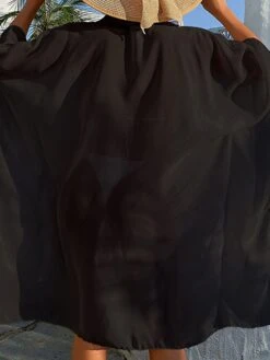 Women's Swimwear Cover Up Beach Top Normal Swimsuit UV Protection Modest Swimwear Button Pure Color White Black Bathing Suits New Casual Vacation / Modern 23 Women's Swimwear Cover Up Beach Top Normal Swimsuit UV Protection Modest Swimwear Button Pure Color White Black Bathing Suits New Casual Vacation / Modern -Casual Print Dress Sales nhfaja1642659072317