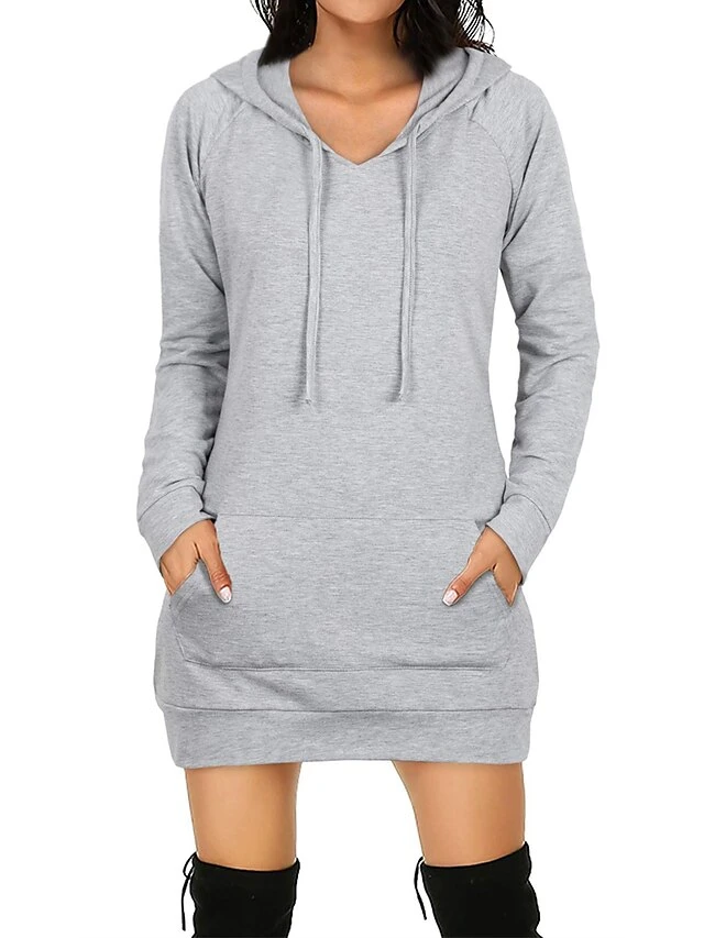 Women's Casual Dress Hoodie Dress Winter Dress Mini Dress Pocket Outdoor Daily Going Out Active Fashion Hooded Long Sleeve 2023 Loose Fit Black Red Navy Blue Color S M L XL XXL Size 11 Women's Casual Dress Hoodie Dress Winter Dress Mini Dress Pocket Outdoor Daily Going Out Active Fashion Hooded Long Sleeve 2023 Loose Fit Black Red Navy Blue Color S M L XL XXL Size - Image 11
