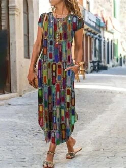 Women's Casual Dress Shift Dress Summer Dress Geometric Color Block Pocket Split Crew Neck Long Dress Maxi Dress Fashion Streetwear Outdoor Daily Short Sleeve Regular Fit Red Navy Blue Blue Summer 8 Women's Casual Dress Shift Dress Summer Dress Geometric Color Block Pocket Split Crew Neck Long Dress Maxi Dress Fashion Streetwear Outdoor Daily Short Sleeve Regular Fit Red Navy Blue Blue Summer -Casual Print Dress Sales nikhhu1688556905099