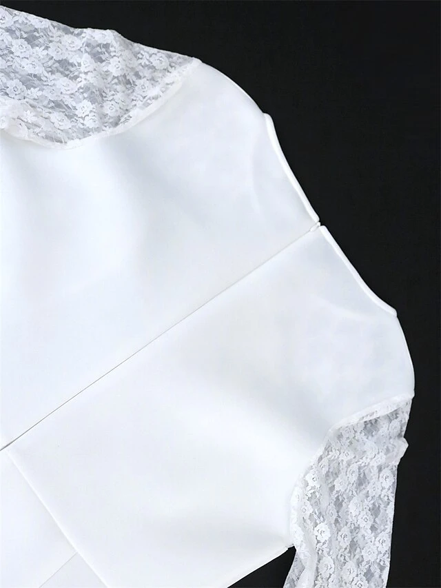 Women's Plus Size Curve Party Dress Lace Dress Bodycon Plain Midi Dress Long Sleeve Lace Bow Crew Neck Fashion Party White Fall Winter XL XXL 3XL 4XL 10 Women's Plus Size Curve Party Dress Lace Dress Bodycon Plain Midi Dress Long Sleeve Lace Bow Crew Neck Fashion Party White Fall Winter XL XXL 3XL 4XL - Image 10