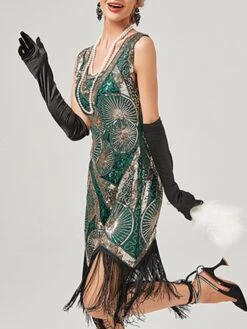 Women‘s Halloween Dress Retro Elegant Vintage Dress Midi Dress Party Sequins Tassel Fringe Geometric V Neck Sleeveless Regular Fit Summer Spring 2023 Black Red XS S M L 14 Women‘s Halloween Dress Retro Elegant Vintage Dress Midi Dress Party Sequins Tassel Fringe Geometric V Neck Sleeveless Regular Fit Summer Spring 2023 Black Red XS S M L -Casual Print Dress Sales njokht1676625837349