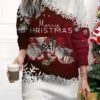 Women's Christmas Casual Dress Sweatshirt Dress Mini Dress Warm Fashion OutdoorVacation Crew Neck Print Geometric Santa ClausTree Loose Fit Black White Wine S M L XL XXL