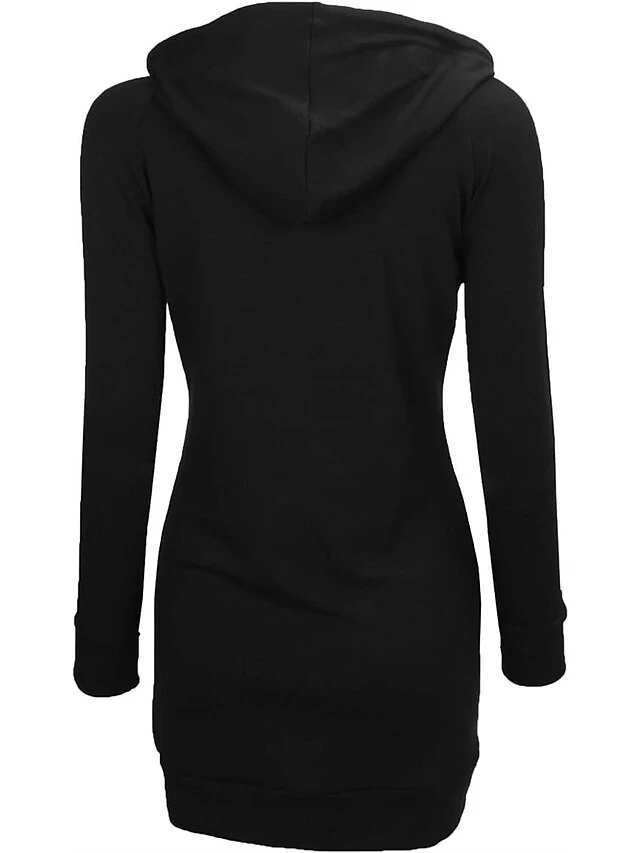 Women's Casual Dress Hoodie Dress Winter Dress Mini Dress Pocket Outdoor Daily Going Out Active Fashion Hooded Long Sleeve 2023 Loose Fit Black Red Navy Blue Color S M L XL XXL Size 4 Women's Casual Dress Hoodie Dress Winter Dress Mini Dress Pocket Outdoor Daily Going Out Active Fashion Hooded Long Sleeve 2023 Loose Fit Black Red Navy Blue Color S M L XL XXL Size - Image 4