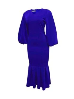 Women‘s Plus Size Curve Party Dress Solid Color V Neck Ruched Puff Sleeve Long Sleeve Winter Fall Casual Maxi Long Dress Party Vacation Dress Sheath Dress Black Dress -Casual Print Dress Sales nlptrj1649744193639