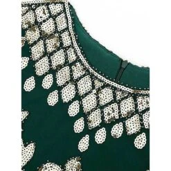 Women's Retro 1920s Fringe Dress Midi Dress Party Halloween Sequins Tassel Fringe Floral V Neck Short Sleeve Regular Fit Spring Fall 2023 Silver Black S M L XL -Casual Print Dress Sales nmgmrj1692849712451