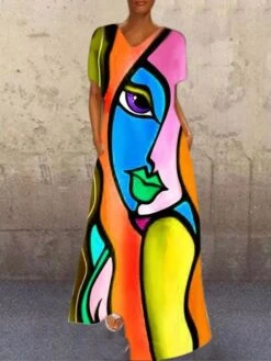 Women's Shift Dress Long Dress Maxi Dress Abstract Human Face (color) Abstract Human Face (orange) Abstract Human Face (pink) Short Sleeve Fall Spring Summer S M L XL XXL XXXL 4XL 12 Women's Shift Dress Long Dress Maxi Dress Abstract Human Face (color) Abstract Human Face (orange) Abstract Human Face (pink) Short Sleeve Fall Spring Summer S M L XL XXL XXXL 4XL -Casual Print Dress Sales noxcsx1614753492450