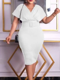 Women‘s Plus Size Curve Easter Dress Work Dress Solid Color V Neck Short Sleeve Spring Dress Fall Work Formal Knee Length Dress Date Vacation Dress 16 Women‘s Plus Size Curve Easter Dress Work Dress Solid Color V Neck Short Sleeve Spring Dress Fall Work Formal Knee Length Dress Date Vacation Dress -Casual Print Dress Sales nphsbz1661334435764