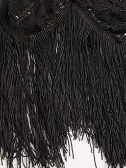 Women's Retro 1920s Fringe Dress Midi Dress Party Halloween Sequins Tassel Fringe Floral V Neck Sleeveless Regular Fit Spring Fall 2023 Black Gold S M L XL -Casual Print Dress Sales npmrrd1692947808968