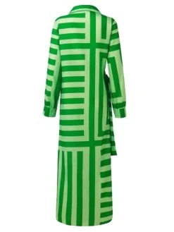 Women's Shirt Dress Bodycon Wrap Dress Maxi Long Dress Outdoor Daily Polyester Fashion Boho Shirt Collar Ruched Split Long Sleeve Summer Fall Spring 2023 Regular Fit Purple Orange Green -Casual Print Dress Sales nrclef1678342686737