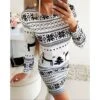 Women‘s Christmas Dress Winter Dress Bodycon White Long Sleeve Geometric Snowflake Print Winter Fall Crew Neck Stylish Modern 2023 S M L XL 2XL Sheath Dress