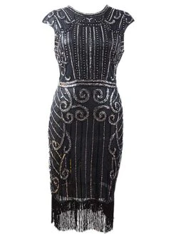 Women's Retro 1920s Fringe Dress Midi Dress Party Halloween Sequins Tassel Fringe Floral Crewneck Sleeveless Regular Fit Spring Fall 2023 Black Burgundy S M L XL 15 Women's Retro 1920s Fringe Dress Midi Dress Party Halloween Sequins Tassel Fringe Floral Crewneck Sleeveless Regular Fit Spring Fall 2023 Black Burgundy S M L XL -Casual Print Dress Sales nrtgse1692947680141
