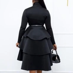 Women‘s Plus Size Curve Party Dress Solid Color Square Neck Ruffle Long Sleeve Winter Fall Basic Casual Prom Dress Midi Dress Work Daily Dress Black Dress Homecoming Dress -Casual Print Dress Sales ntirpz1639121478150