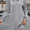 Women's Casual Dress Hoodie Dress Plain Dress Mini Dress Pocket Daily Date Going Out Fashion Basic Hooded Long Sleeve 2023 Loose Fit Light Grey Color S M L XL XXL Size