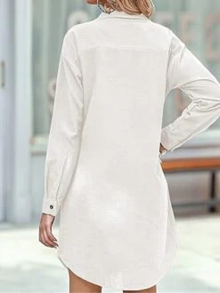 Women's Shirt Dress Casual Dress Mini Dress Outdoor Daily Cotton Linen Basic Classic Shirt Collar Button Pocket Long Sleeve Summer Spring Fall 2023 Loose Fit Black White Pink Pure Color S M L XL 2XL -Casual Print Dress Sales nvmwum1691465488009