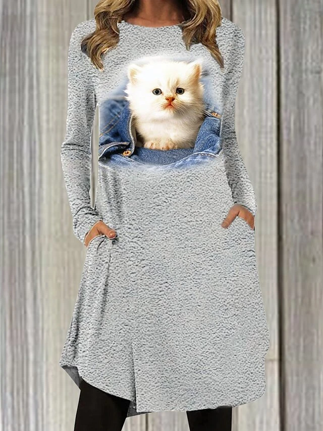 Women's Casual Dress Casual Dress T Shirt Dress Tee Dress Floral Paisley Pocket Print Crew Neck Mini Dress Fashion Outdoor Daily Long Sleeve Regular Fit Black Gray Black Wine Spring Fall S M L XL XXL 7 Women's Casual Dress Casual Dress T Shirt Dress Tee Dress Floral Paisley Pocket Print Crew Neck Mini Dress Fashion Outdoor Daily Long Sleeve Regular Fit Black Gray Black Wine Spring Fall S M L XL XXL - Image 7