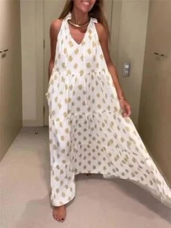 Women's Long Dress Maxi Dress Casual Dress Chiffon Dress Swing Dress Geometric Fashion Streetwear Outdoor Daily Holiday Print Sleeveless V Neck Dress Loose Fit White Summer Spring S M L XL XXL 10 Women's Long Dress Maxi Dress Casual Dress Chiffon Dress Swing Dress Geometric Fashion Streetwear Outdoor Daily Holiday Print Sleeveless V Neck Dress Loose Fit White Summer Spring S M L XL XXL -Casual Print Dress Sales nxdrqk1684380500543