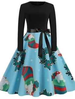 Women's Christmas Vintage Dress Green Black Light Red Red Light Blue Long Sleeve Print Print Winter Fall Crew Neck Vintage 2022 S M L XL 2XL 3XL 10 Women's Christmas Vintage Dress Green Black Light Red Red Light Blue Long Sleeve Print Print Winter Fall Crew Neck Vintage 2022 S M L XL 2XL 3XL -Casual Print Dress Sales nyqrrn1667467147635