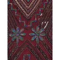 Women's Retro 1920s Fringe Dress Midi Dress Party Halloween Sequins Tassel Fringe Floral V Neck Sleeveless Regular Fit Spring Fall 2023 Black Red S M L XL -Casual Print Dress Sales oadzdx1692849484302