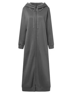 Women's Casual Dress Hoodie Dress Shift Dress Long Dress Maxi Dress Pocket Outdoor Street Daily Active Fashion Hooded Long Sleeve 2023 Loose Fit Black Brown Gray Color S M L XL XXL Size -Casual Print Dress Sales obvujg1692776287371