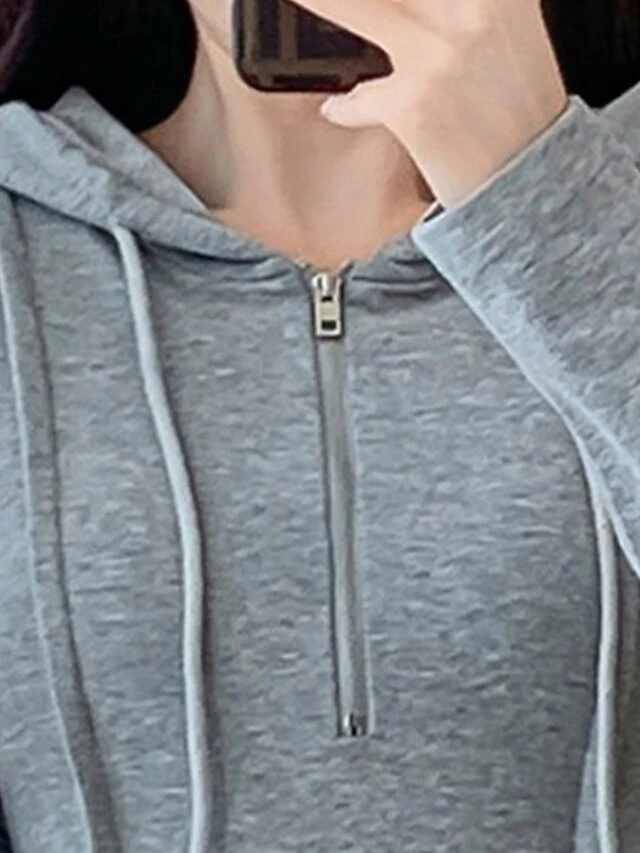 Women's Casual Dress Hoodie Dress Midi Dress Fashion Daily Outdoor Vacation Going Out Hoodie Zipper Solid Color Regular Fit Black Gray S M L XL 8 Women's Casual Dress Hoodie Dress Midi Dress Fashion Daily Outdoor Vacation Going Out Hoodie Zipper Solid Color Regular Fit Black Gray S M L XL - Image 8