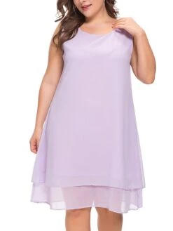 Women‘s Plus Size Curve Casual Dress Solid Color Crew Neck Mesh Long Sleeve Spring Fall Casual Knee Length Dress Daily Vacation Dress -Casual Print Dress Sales ocstdm1691043845763