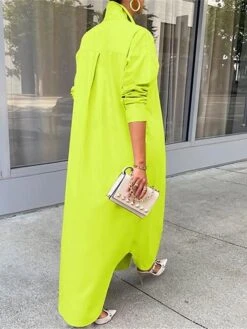 Women's Shirt Dress Casual Dress Shift Dress Maxi Long Dress Outdoor Daily Vacation Polyester Fashion Modern Shirt Collar Button Split Long Sleeve Summer Spring Fall 2023 Loose Fit White Blue Green -Casual Print Dress Sales ofizii1689847493372