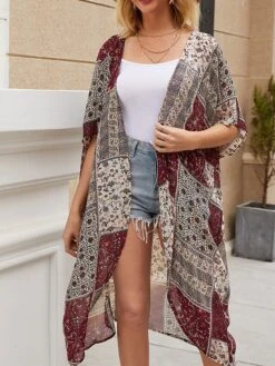 Women's Swimwear Swimsuit Cover Up Beach Top Plus Size Swimsuit For Big Busts Print Floral Color Block Black Wine V Wire Bathing Suits New Casual -Casual Print Dress Sales ofizns1624503818519